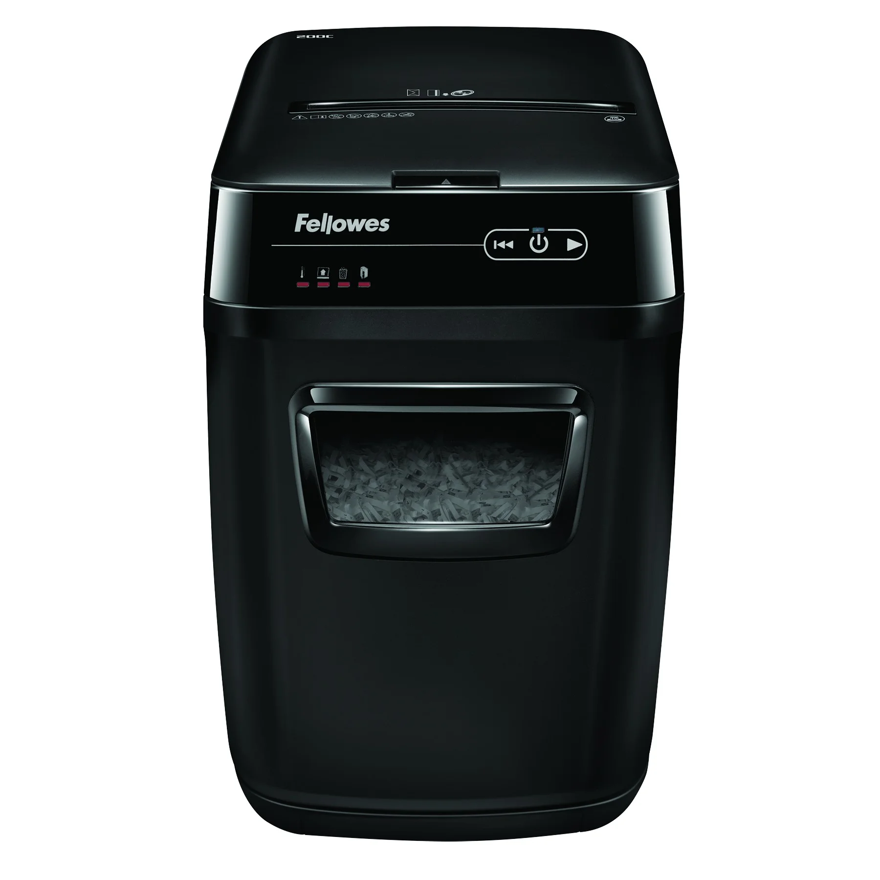 Fellowes® Шредер AutoMax® 150C (автоподача 150 листов) , 32 литр, DIN P-4, 4х38мм, , автореверс, скобы/скрепки/карты/CD