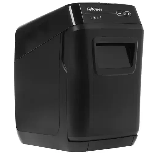 Fellowes® Шредер AutoMax® 150C (автоподача 150 листов) , 32 литр, DIN P-4, 4х38мм, , автореверс, скобы/скрепки/карты/CD