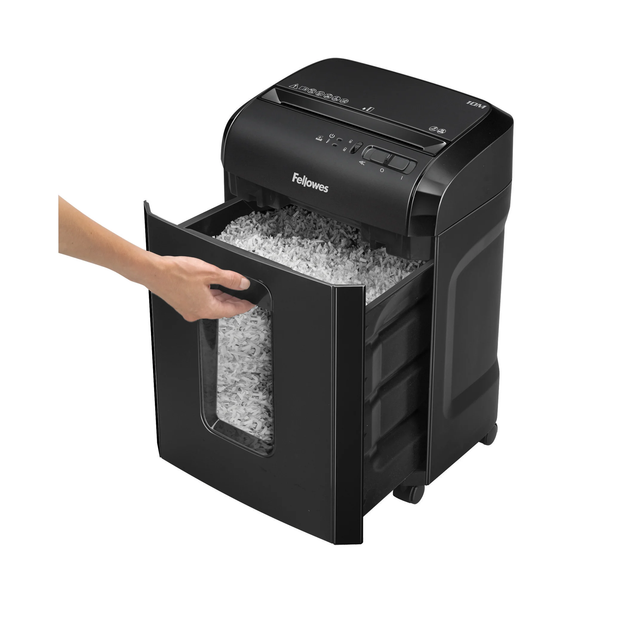 Fellowes® Шредер Powershred 10M, DIN P-5, 2х15мм, 10лст., 19лтр., Safety Lock.