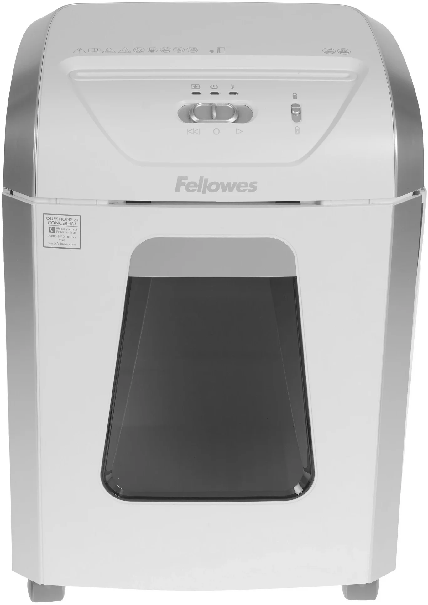 Fellowes® Шредер Powershred 15C, DIN P-4, 4x40мм, 15лcт., 19лтр., Safety Lock, белый.