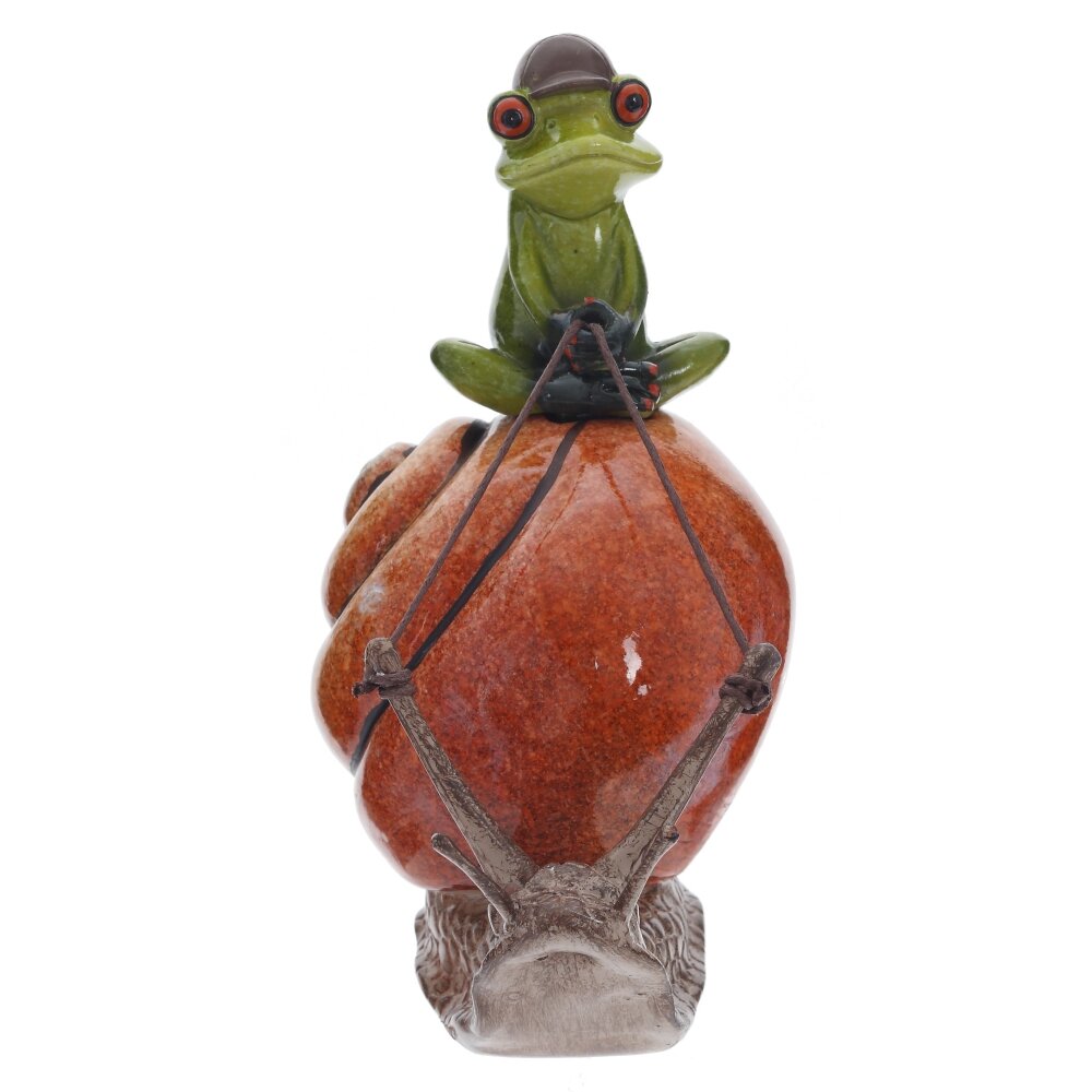 Фигурка декоративная "Лягушка на улитке", L14 W6,5 H12,5 см