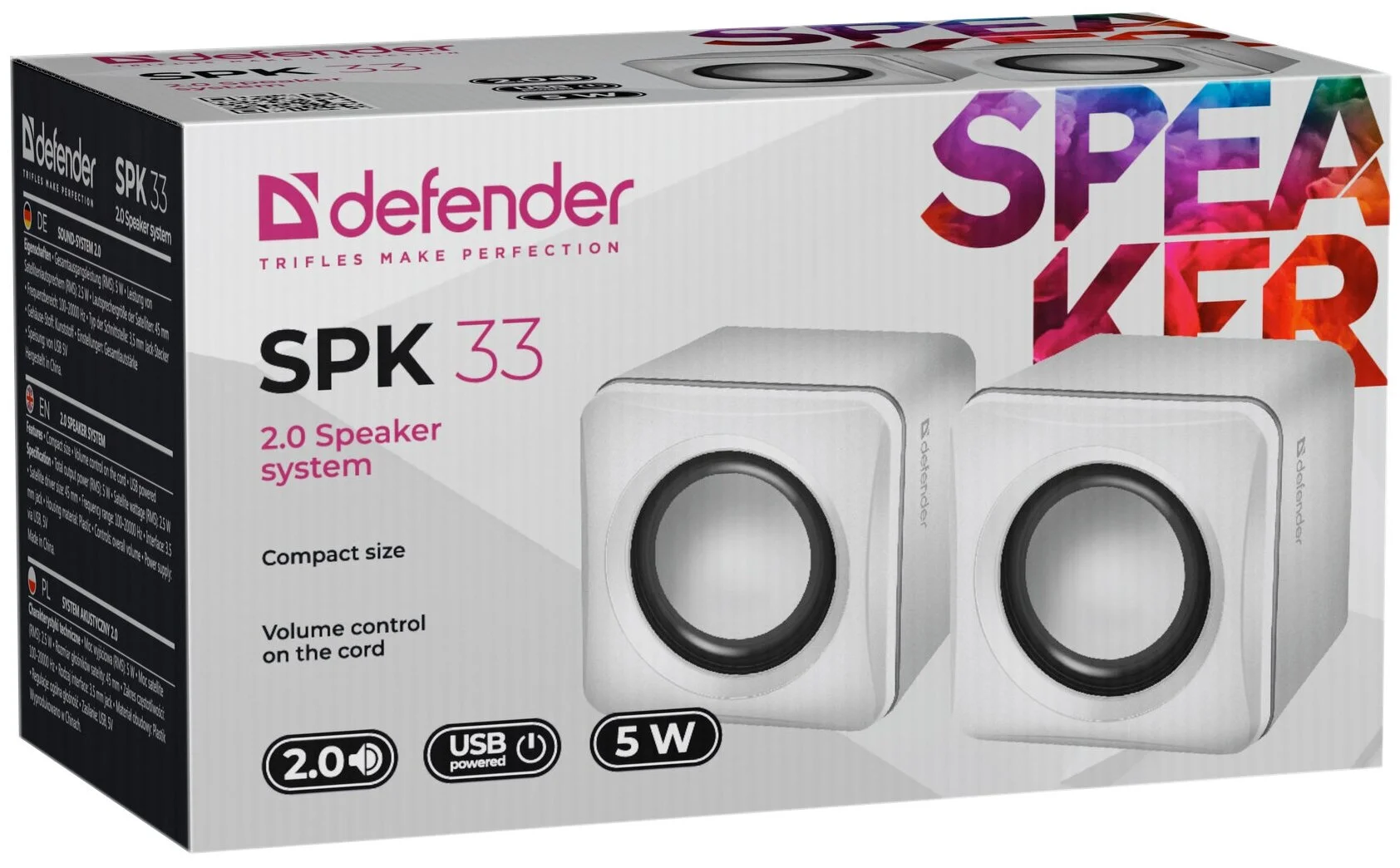 Акустическая система Defender белый да 0.74 кг 71848