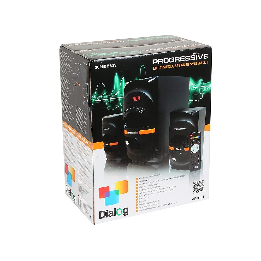Акустическая система Dialog Progressive AP-210B BLACK 2.1, 30W+2*15W RMS, Bluetooth, USB+SD reader
