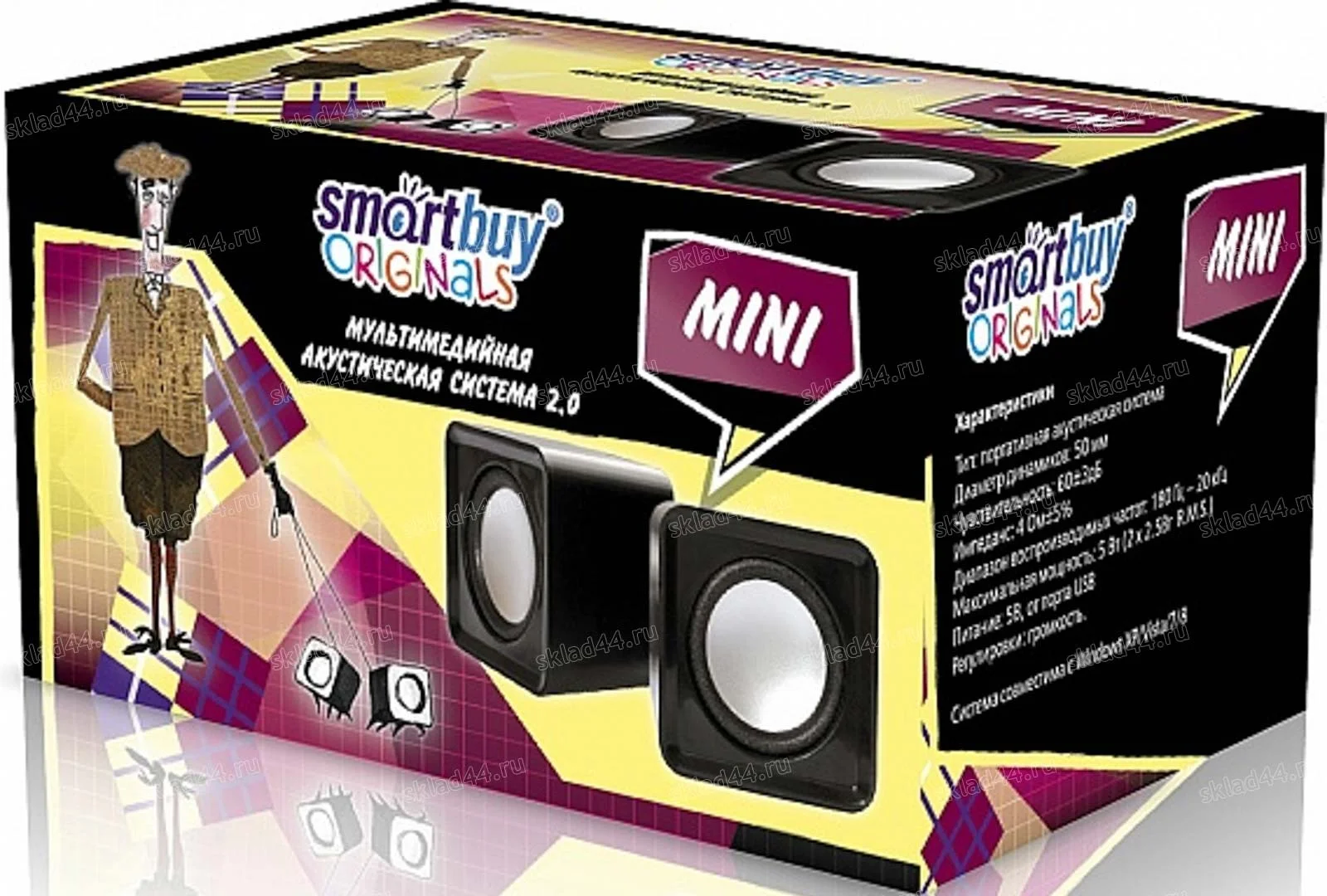 Акустическая система Smartbuy MINI, мощность 4Вт, USB,черные SBA-2800