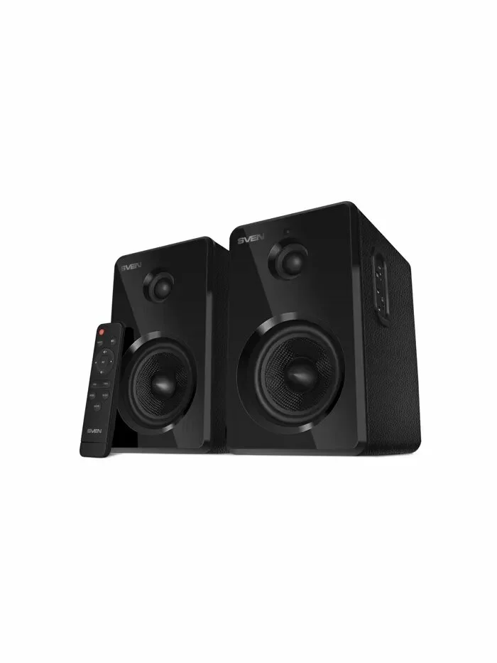 Акустическая система SVEN SPS-730 2.0 черные (2x25Вт, экокожа, USB/SD, пульт ДУ, Bluetooth)