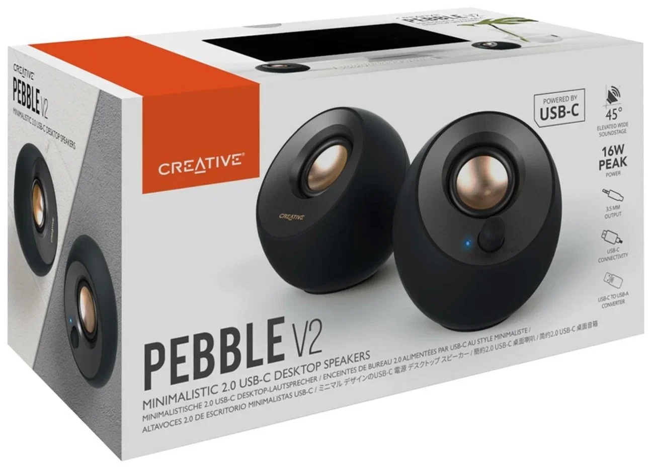 Колонки Creative Pebble V2 MF1695 2.0 черный 8Вт
