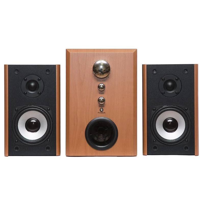 Колонки Dialog W-3000 Cherry 2.1, 60W RMS, 2 колонки+сабвуфер, дерево