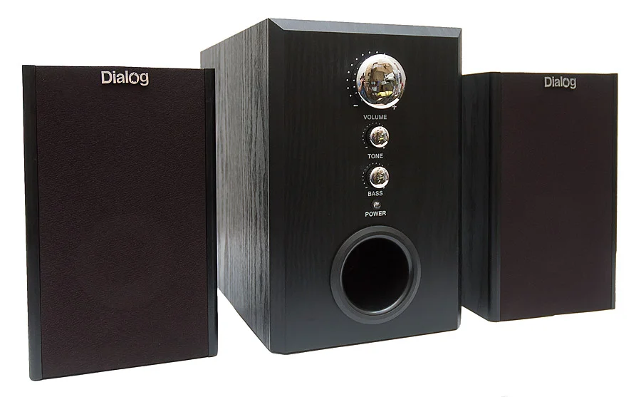 Колонки Dialog W-3000 Cherry 2.1, 60W RMS, 2 колонки+сабвуфер, дерево
