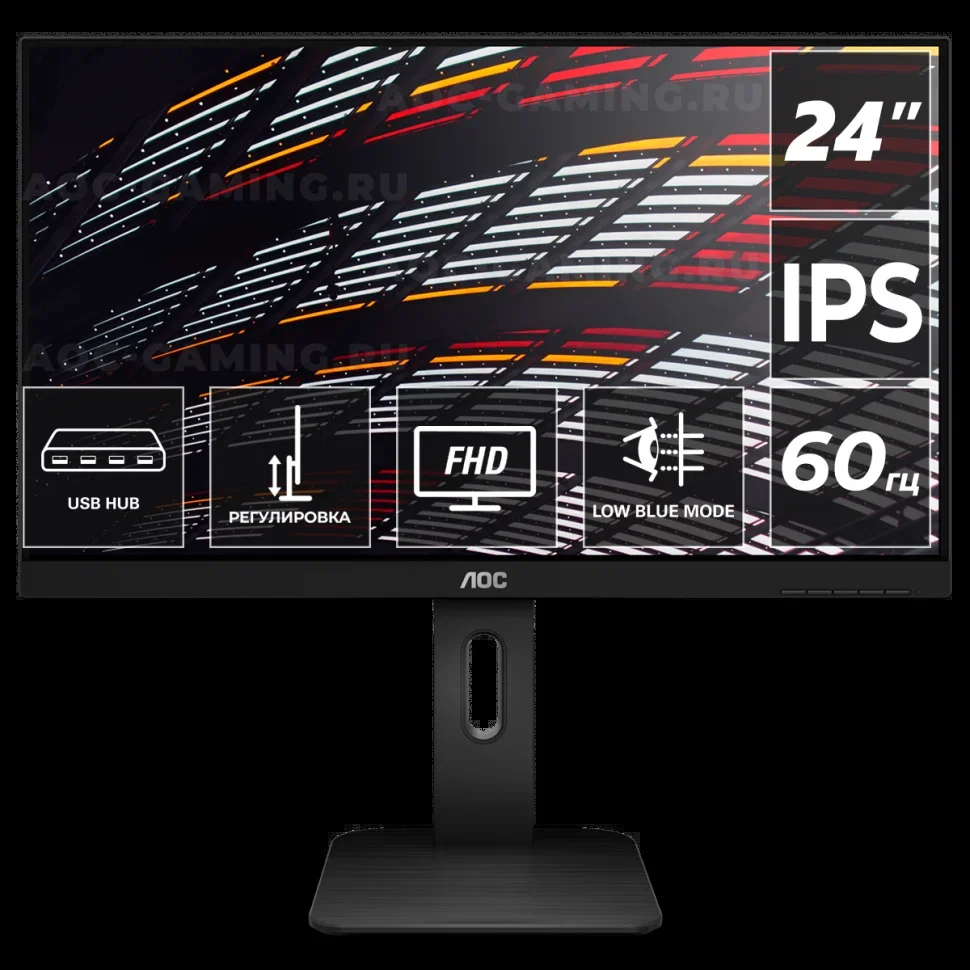 Монитор 24" AOC X24P1 IPS 1920x1200, 60 Гц, 4 мс, 16:10, 300 кд/м2, 1xHDMI, 1xDP, 1xVGA, 1xDVI, 1x3.5 мм, черный
