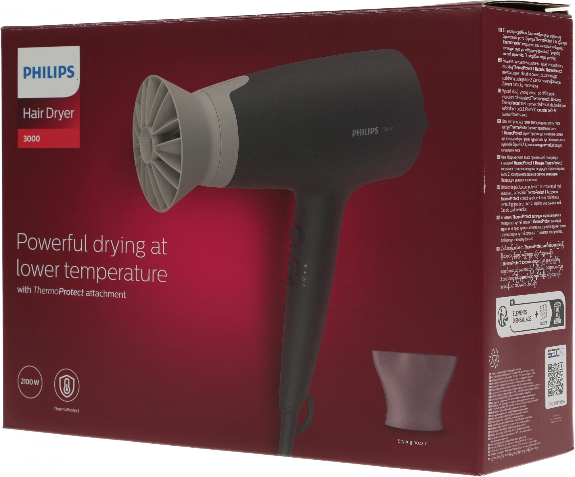 Фен Philips BHD351/10 2100Вт, черный