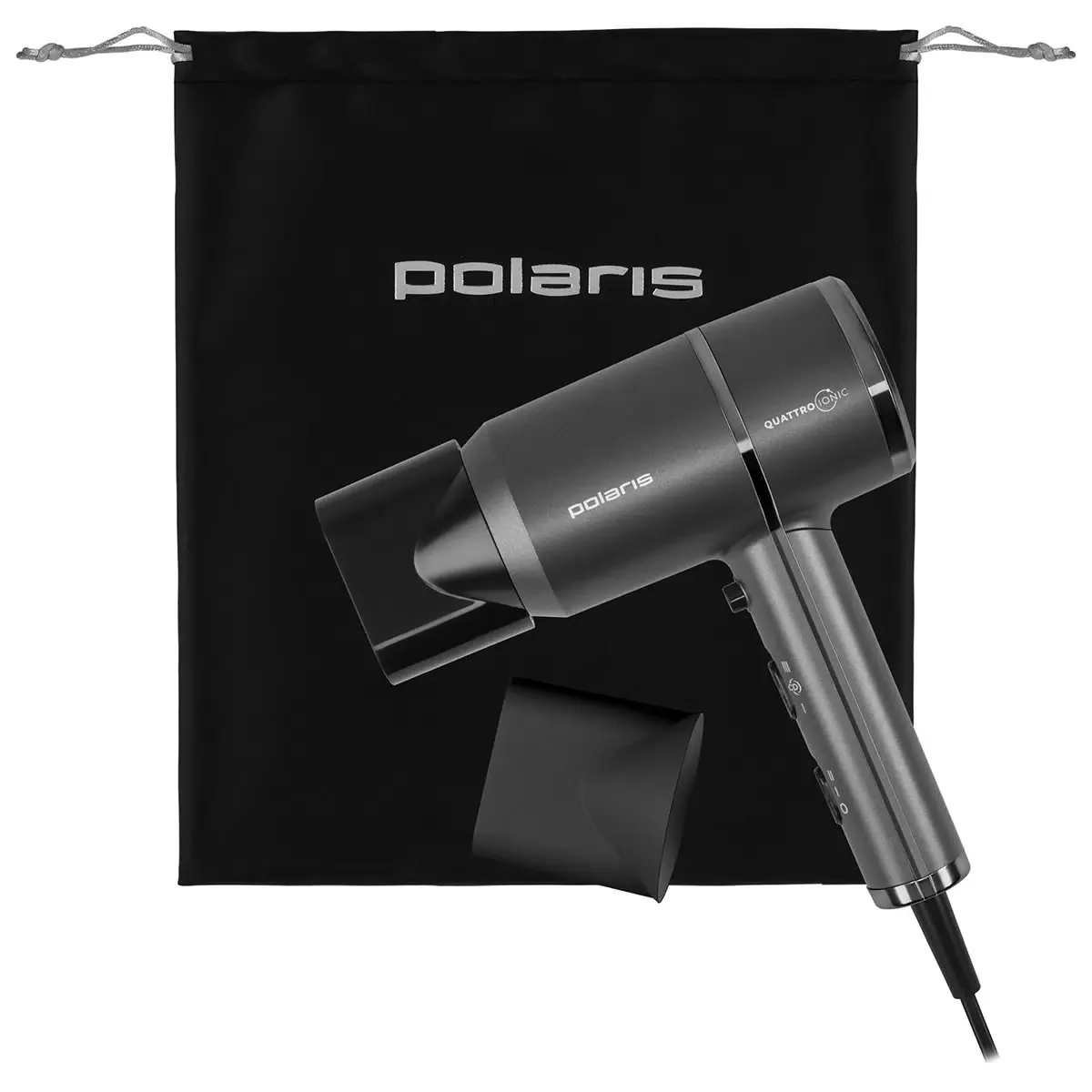 Фен Polaris PHD 2044Ti Quattro Ionic белый/серый, 1900 Вт, компактный, ионизация
