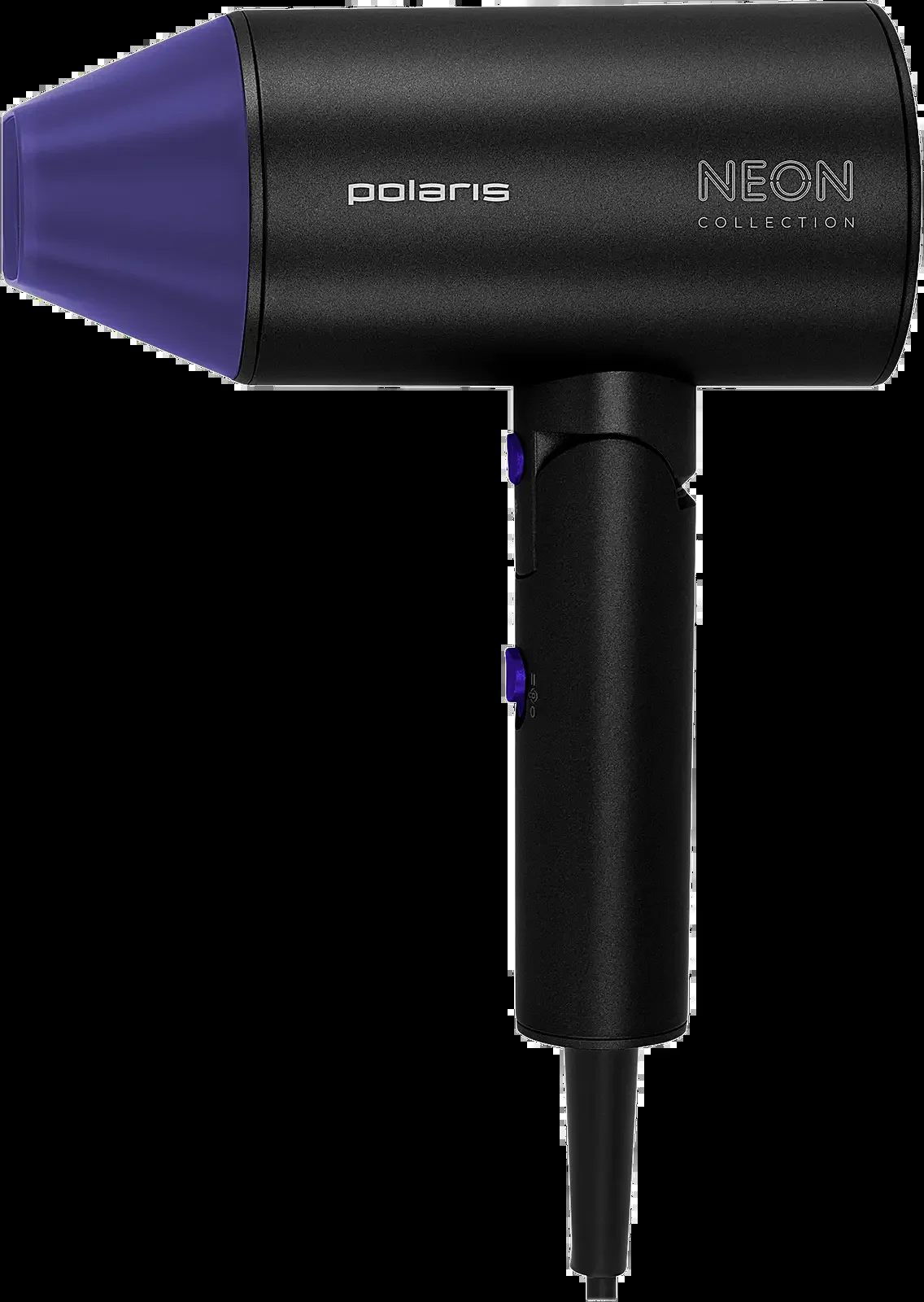Фен Polaris PHD-2120 TI черный/фиолетовый, 2400 Вт, компактный, ионизация