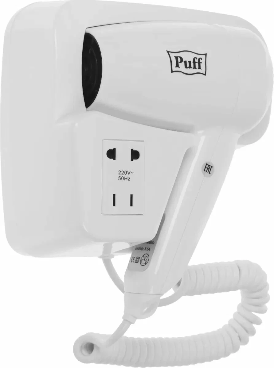 Фен Puff 1200 белый, 1200 Вт
