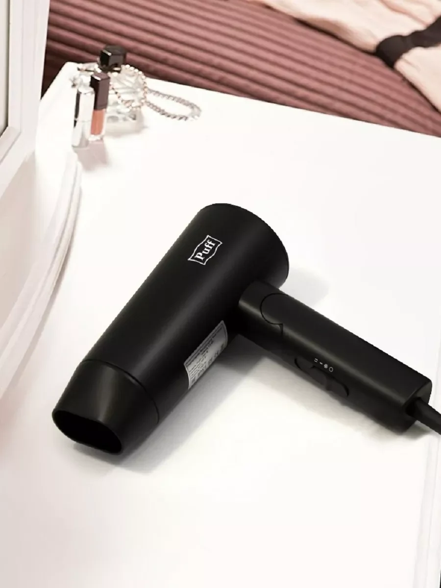 Фен Puff 1301Bl черный, 1300 Вт, компактный