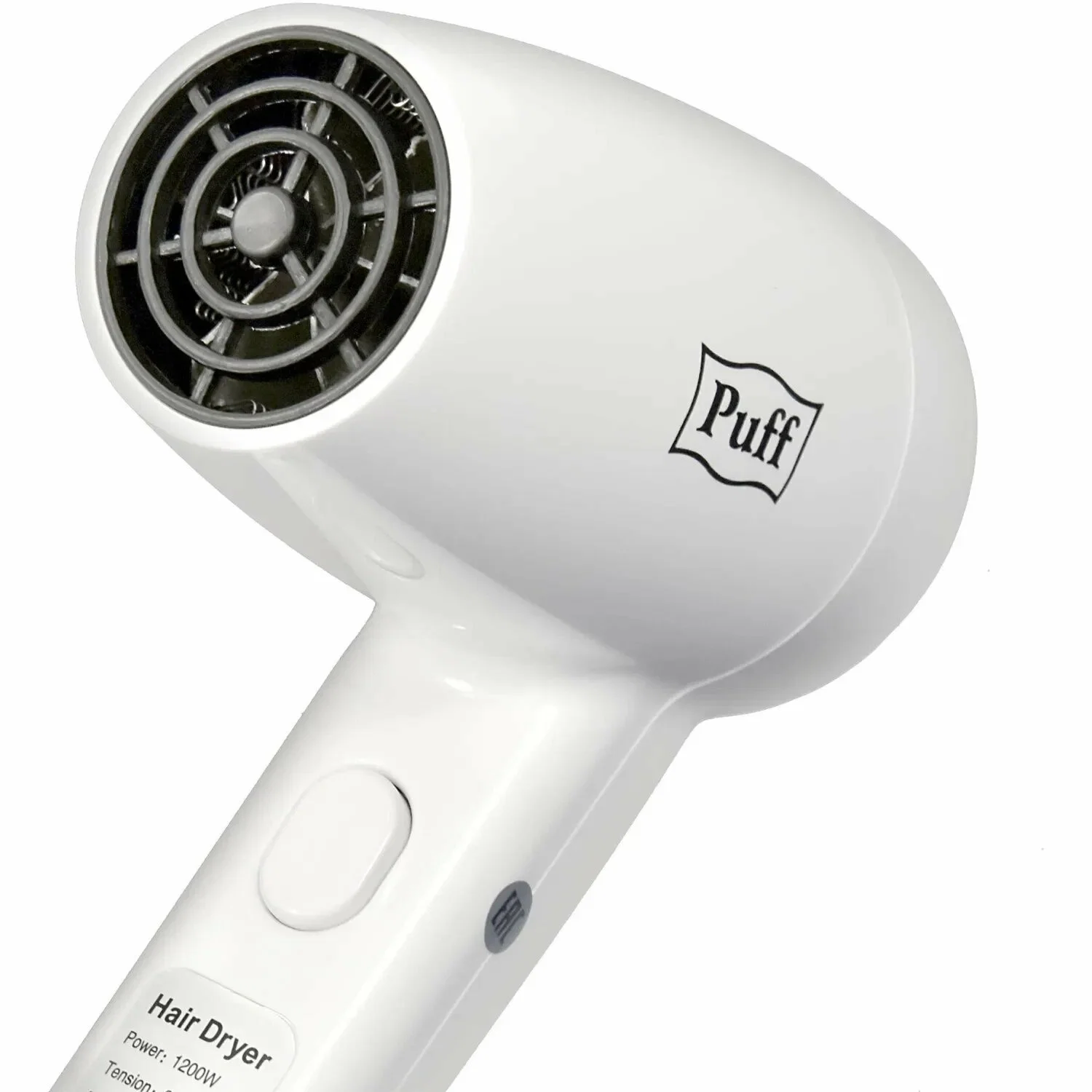 Фен Puff-1200B белый, 1200 Вт, с доп. розеткой