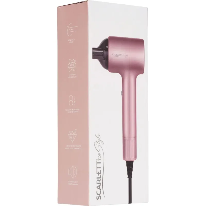 Фен Scarlett SC-HD70I53 розовый/черный, 1600 Вт, ионизация