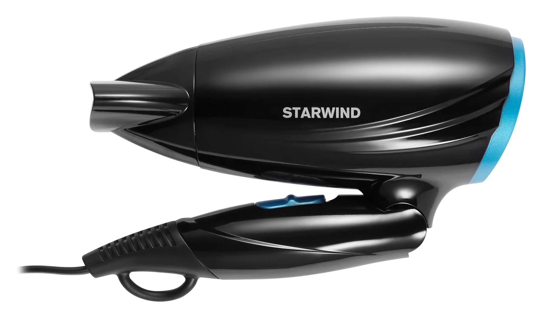 Фен Starwind SHD 7066 черный/синий, 1600 Вт, компактный, ионизация