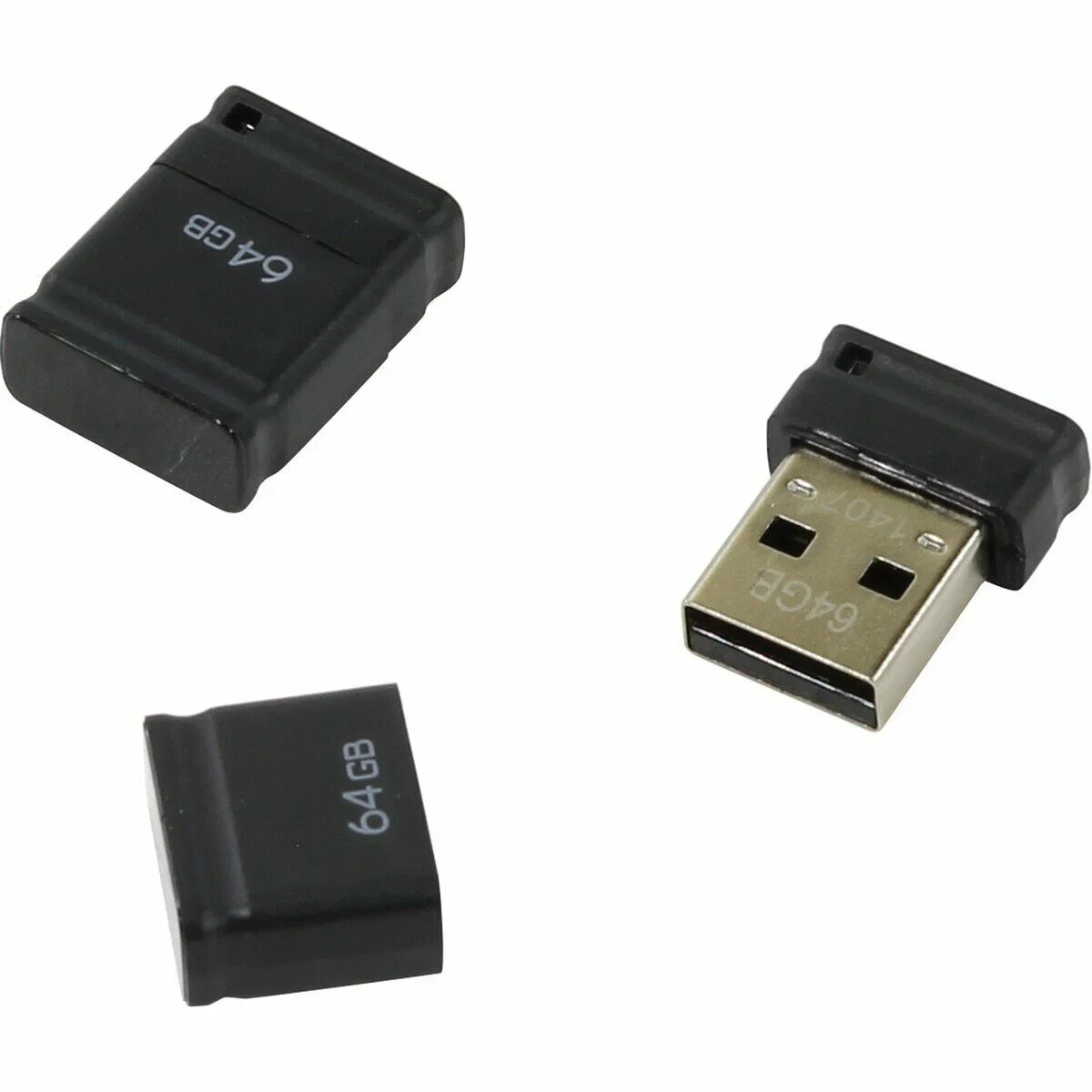 Флешка USB 2.0 QUMO 64Gb, NANO QM64GUD-NANO-B черный