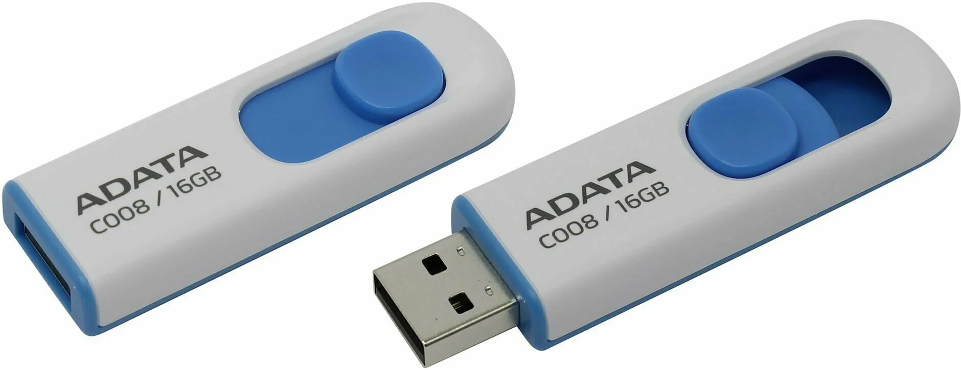 Флешка USB ADATA C008 (AC008-16G-RWE), 16Gb, USB 2.0, R/W 15/5, белый/синий