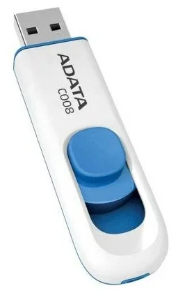Флешка USB ADATA C008 (AC008-16G-RWE), 16Gb, USB 2.0, R/W 15/5, белый/синий