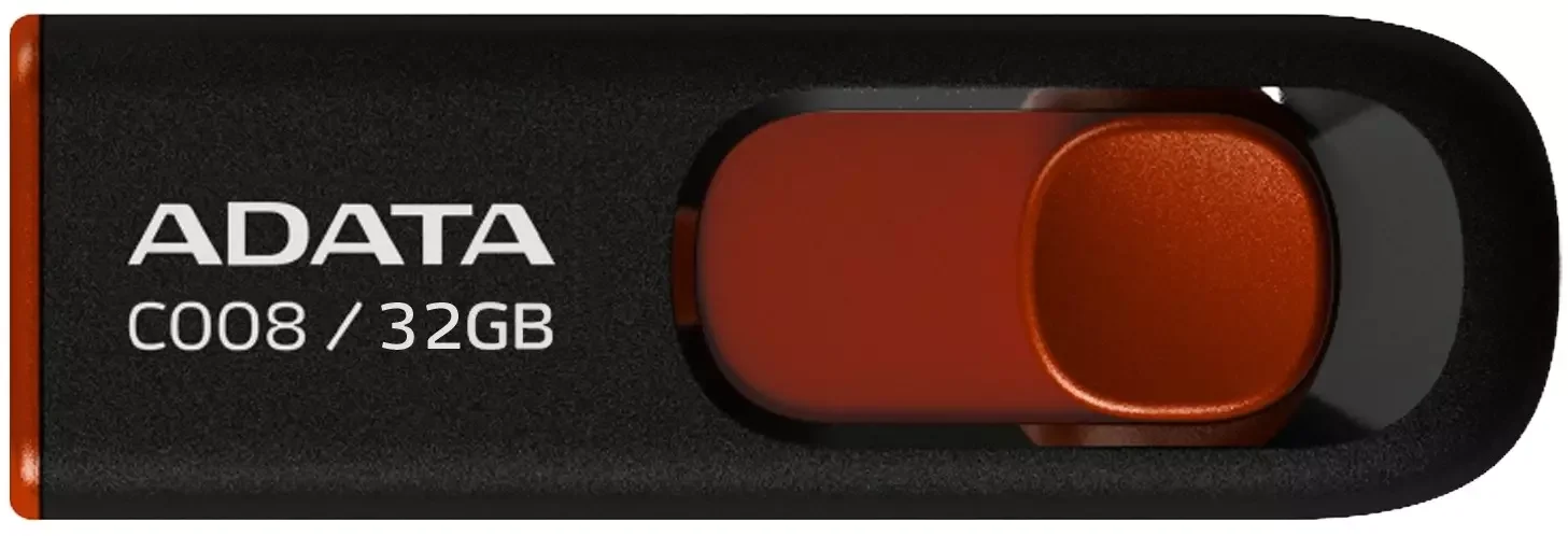 Флешка USB ADATA Classic C008 (AC008-16G-RKD), 16Gb, USB 2.0, R/W 30/6, черный/красный