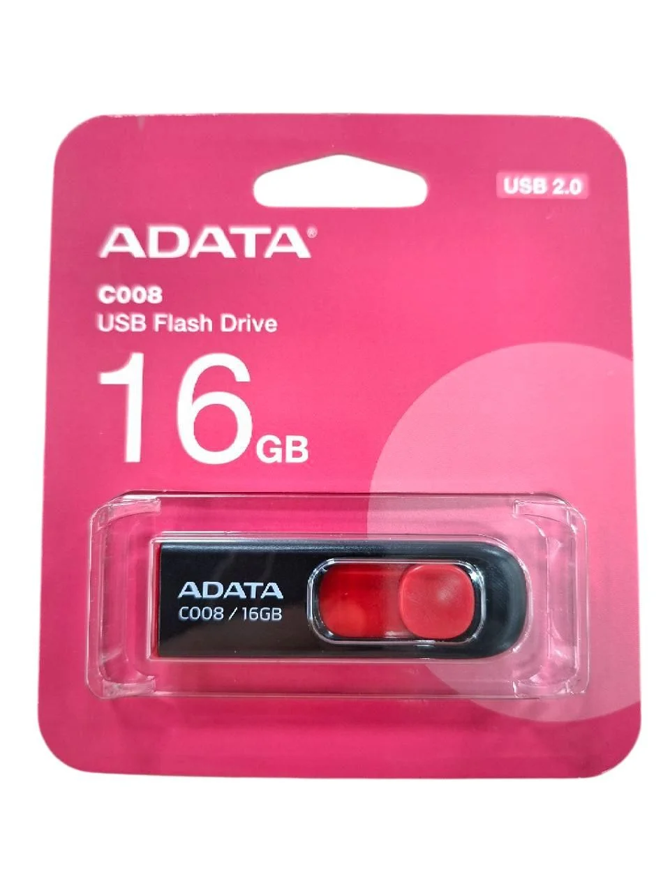 Флешка USB ADATA Classic C008 (AC008-16G-RKD), 16Gb, USB 2.0, R/W 30/6, черный/красный