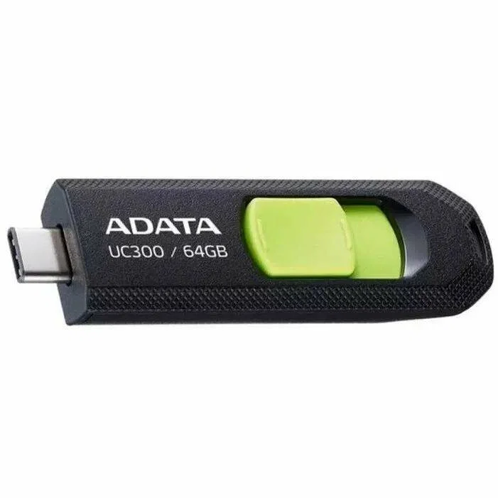 Флешка USB ADATA UC300 (ACHO-UC300-128G-RBK/GN), 128Gb, Type-C USB 3.2, R/W 100/30, черный/зеленый