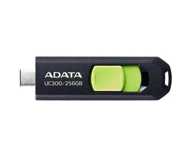 Флешка USB ADATA UC300 (ACHO-UC300-256G-RBK/GN), 256Gb, Type-C USB 3.2, R/W 100/30, черный/зеленый