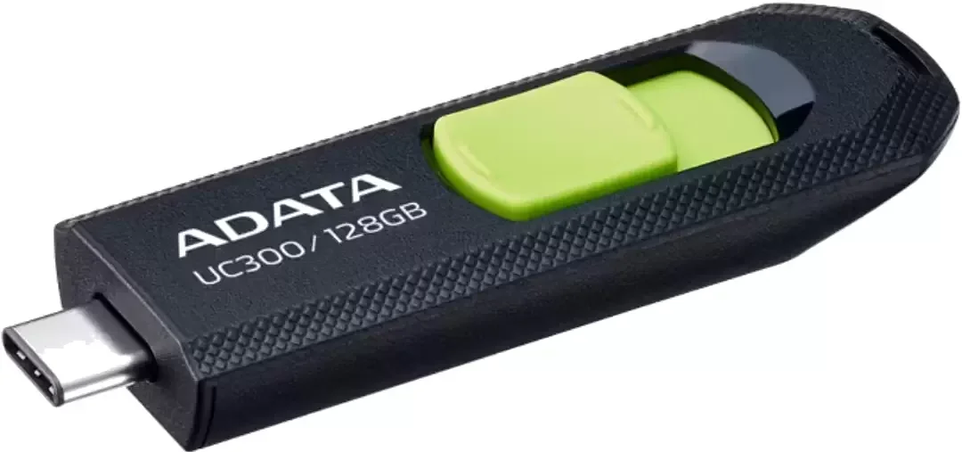 Флешка USB ADATA UC300 (ACHO-UC300-64G-RBK/GN), 64Gb, Type-C USB 3.2, R/W 100/30, черный/зеленый