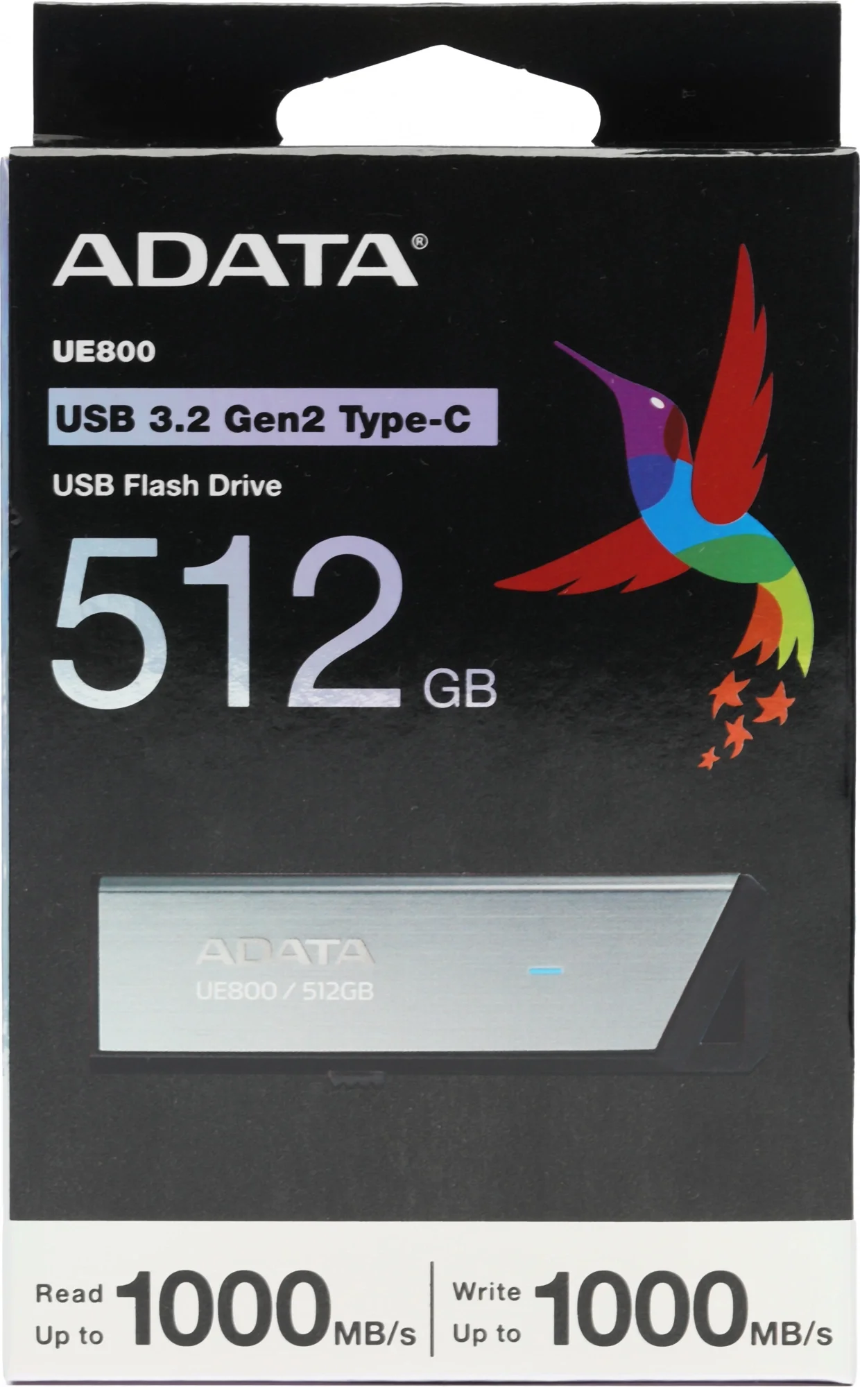 Флешка USB ADATA UE800 (AELI-UE800-512G-CSG), 512Gb, Type-C USB 3.2, R/W 1000/1000, серебристый