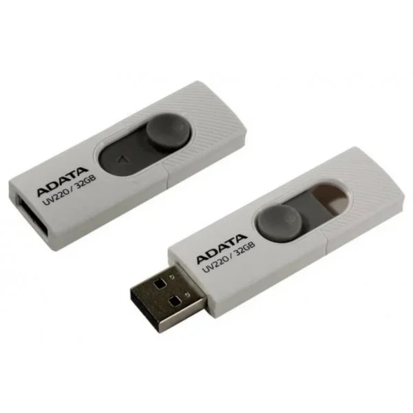 Флешка USB ADATA UV220 (AUV220-32G-RWHGY), 32Gb, USB 2.0, R/W 15/5, белый/серый