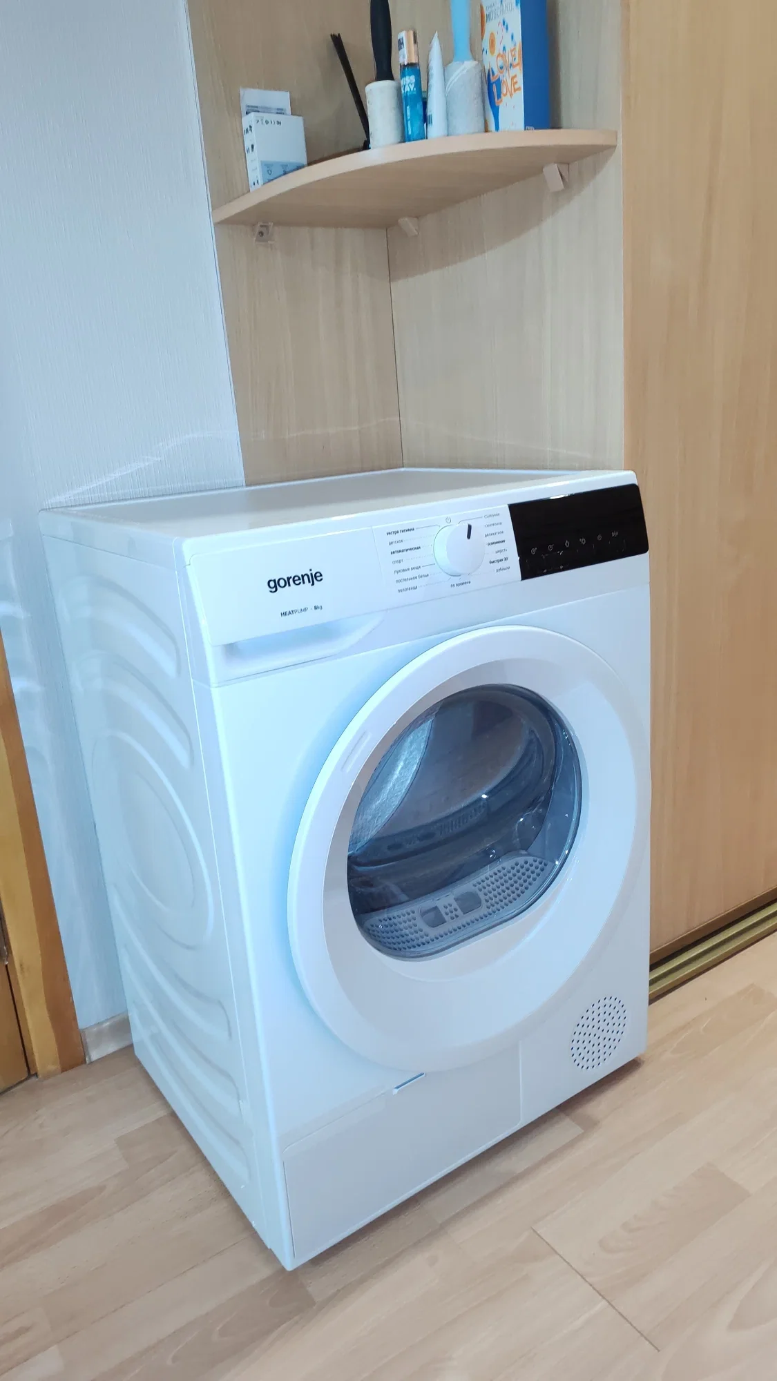 Сушильная машина Gorenje DHNE82/C белый, тепловой насос (60х85х55), 8 кг