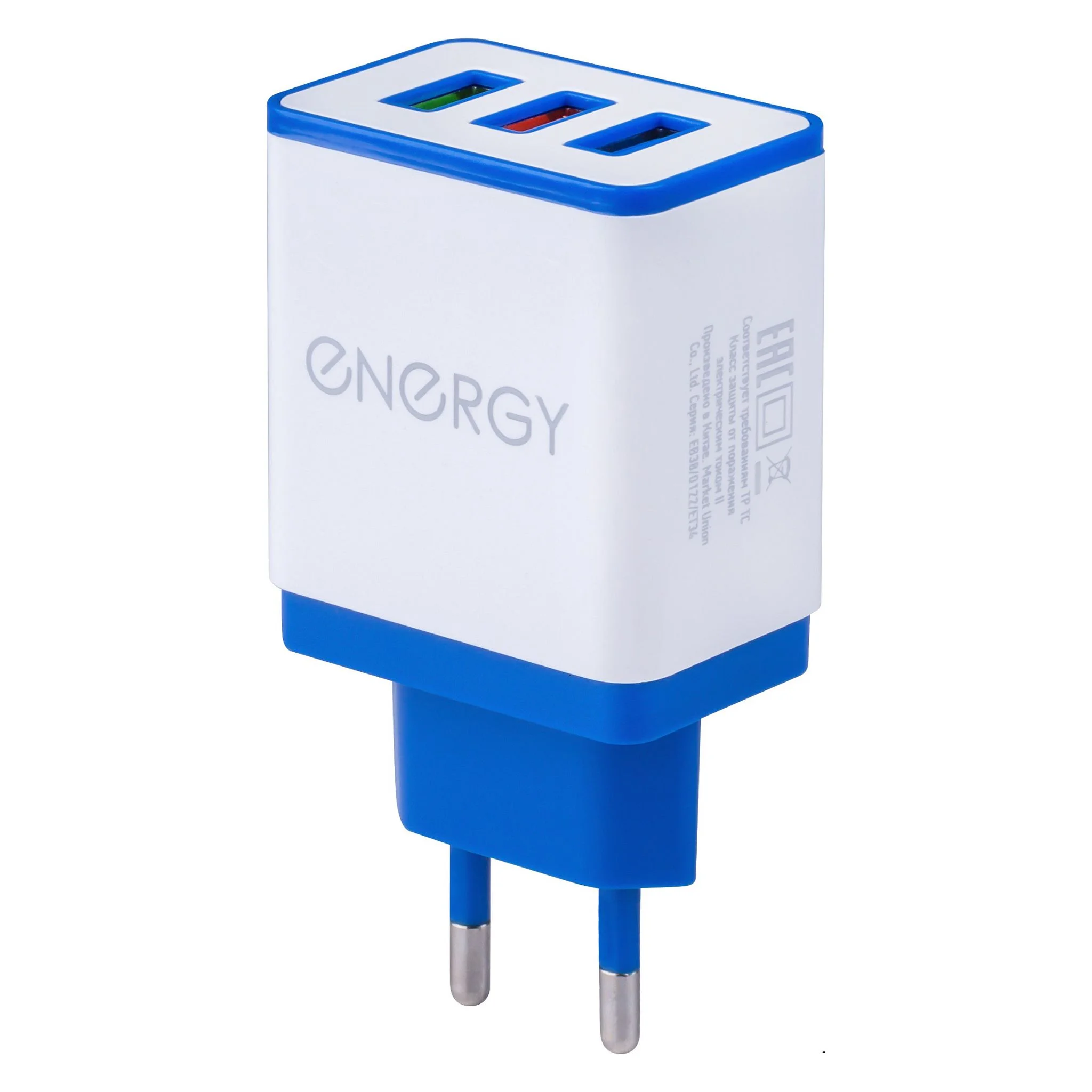 Сетевые Зарядные Устройства (СЗУ) Energy ET-34, 3 USB разъёма, 2,1А, цвет - белый