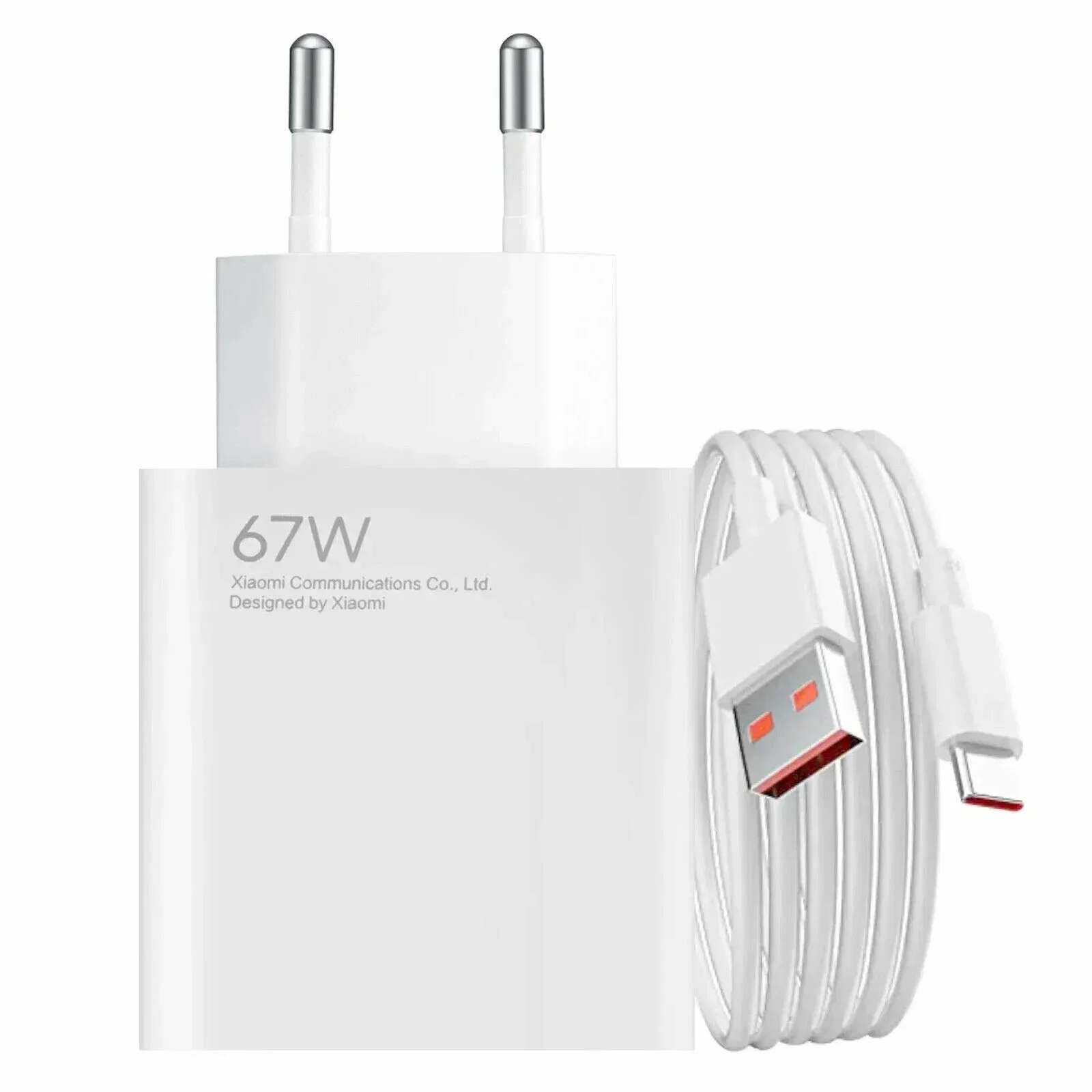 Сетевые Зарядные Устройства (СЗУ) Xiaomi 67Вт GAN 1USB + кабель Type-C (АААА) Белый
