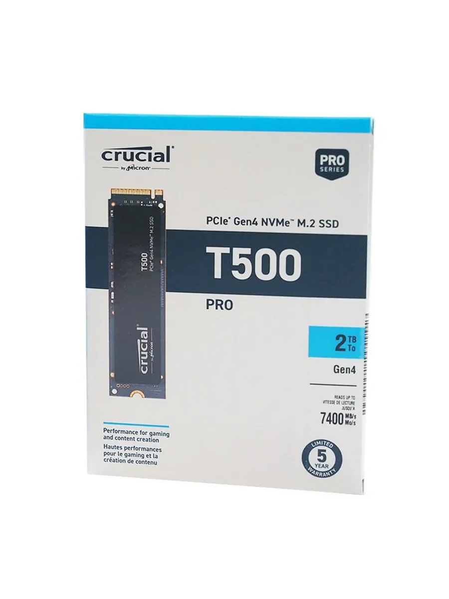 Твердотельный диск 2TB Crucial T500 CT2000T500SSD8 M.2, NVMe 3D TLC [R/W - 7400/7000 MB/s]