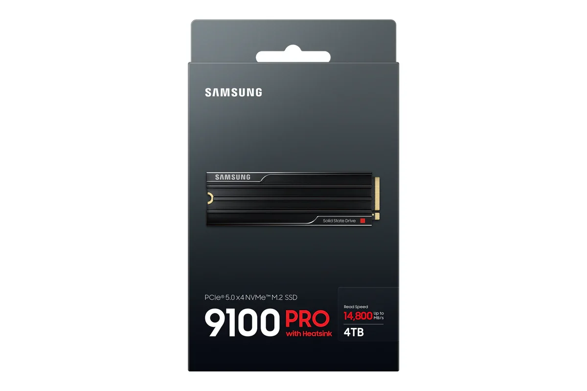 Твердотельный диск 2TB Samsung 9100 PRO, M.2, PCI-E 5.0 x4, TLC 3D NAND [R/W - 14800/13400 MB/s] с радиатором