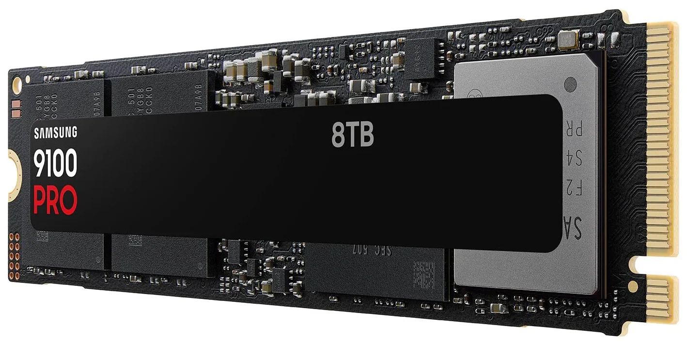 Твердотельный диск 2TB Samsung 9100 PRO, M.2, PCI-E 5.0 x4, TLC 3D NAND [R/W - 14800/13400 MB/s] с радиатором