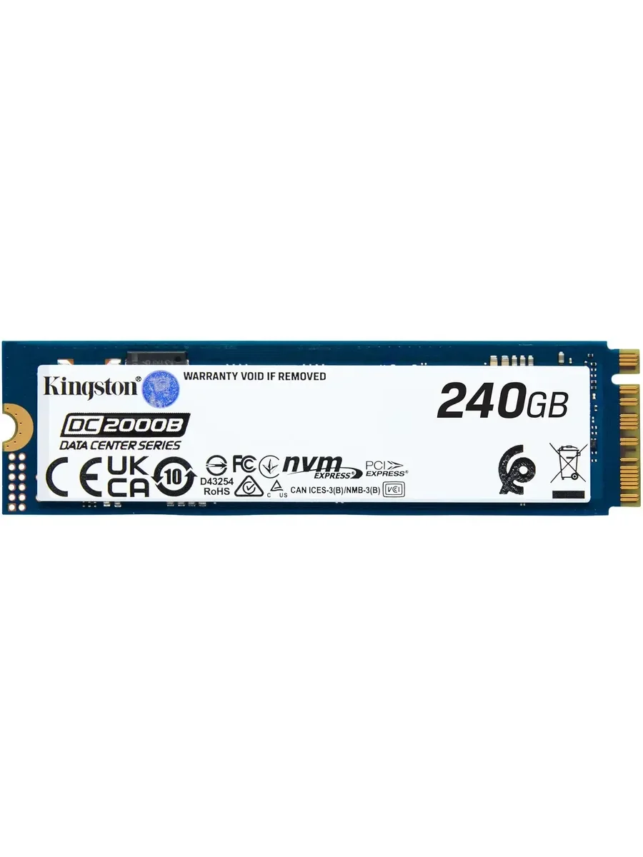 Твердотельный диск 240GB Kingston DC2000B M.2, NVMe,PCI-E 4.0 x4 [R/W - 4500/400 MB/s] 175 TBW with Heatsink
