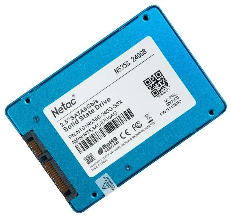 Твердотельный диск 240GB Netac N535S, 2.5", SATA III, [R/W - 540/490 MB/s] 3D-NAND