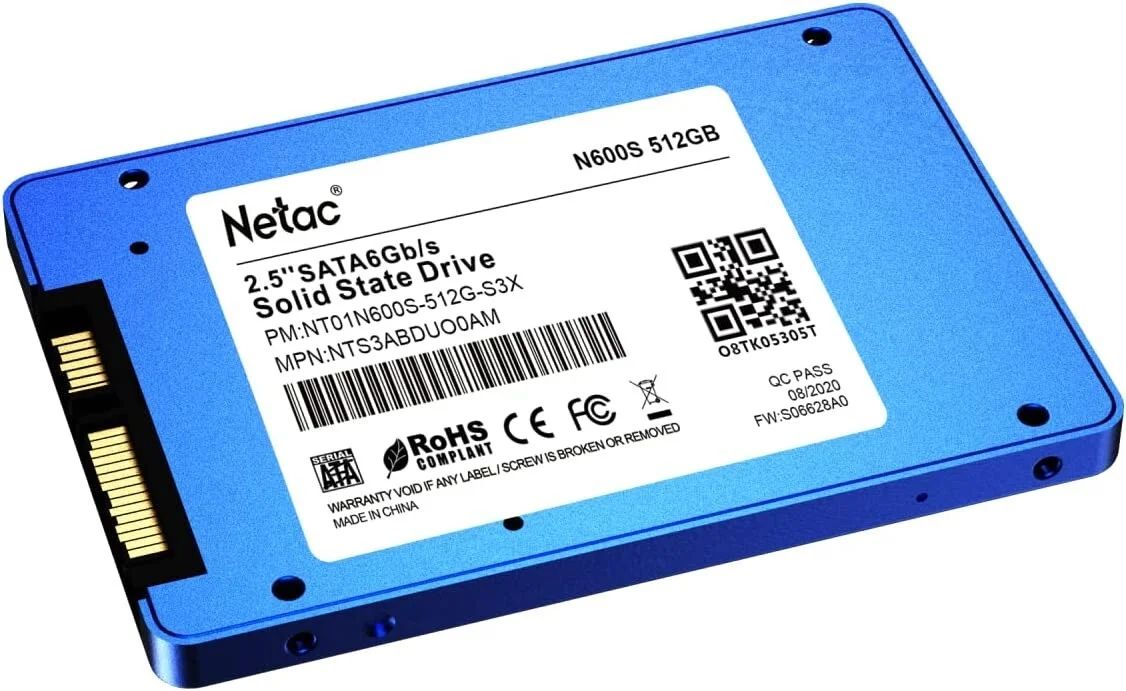 Твердотельный диск 256GB Netac N600S, 2.5", SATA III, [R/W - 540/490 MB/s] 3D-NAND