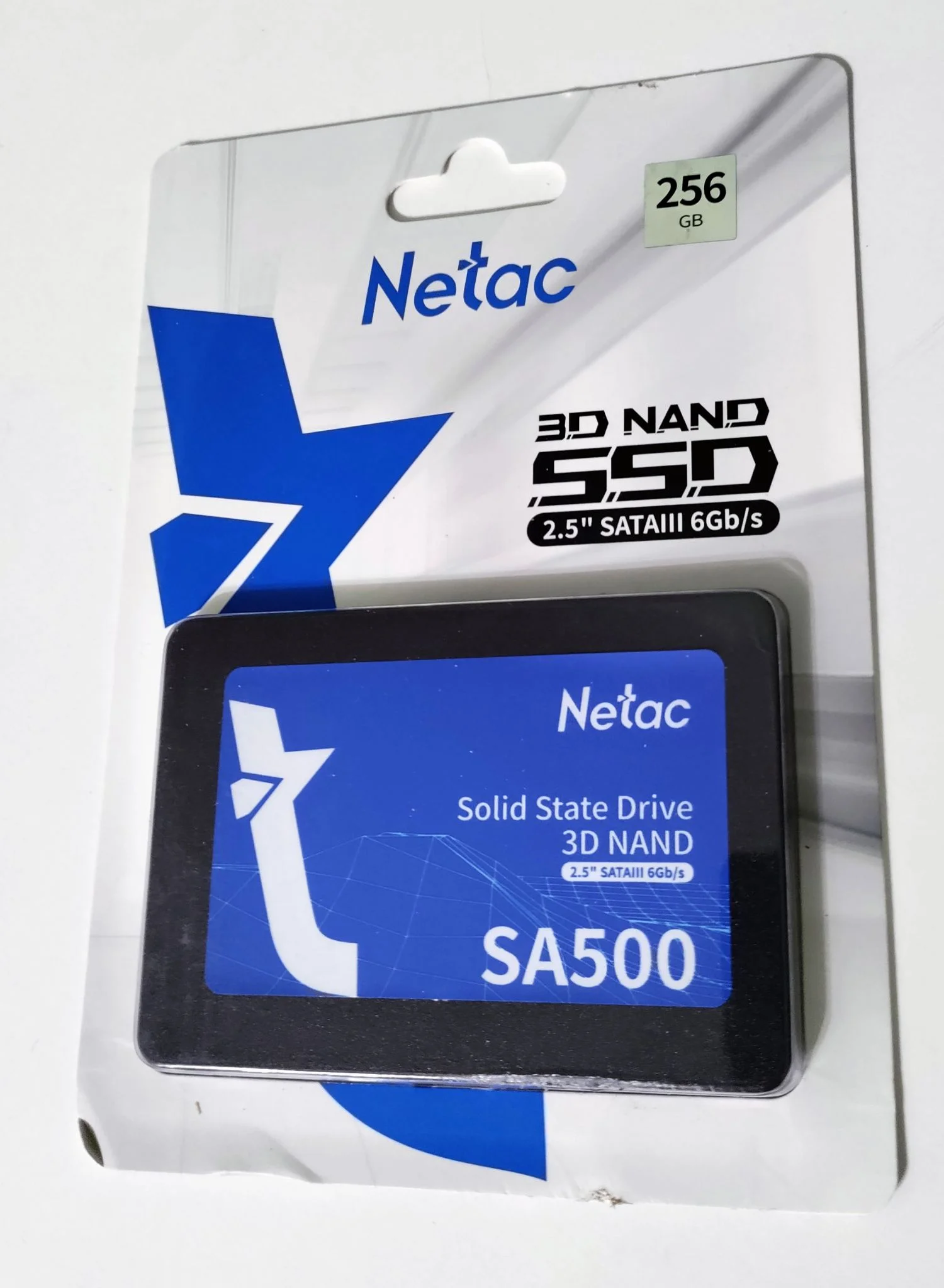 Твердотельный диск 256GB Netac SA500, 2.5", SATA III, [R/W - 520/450 MB/s] 3D-NAND