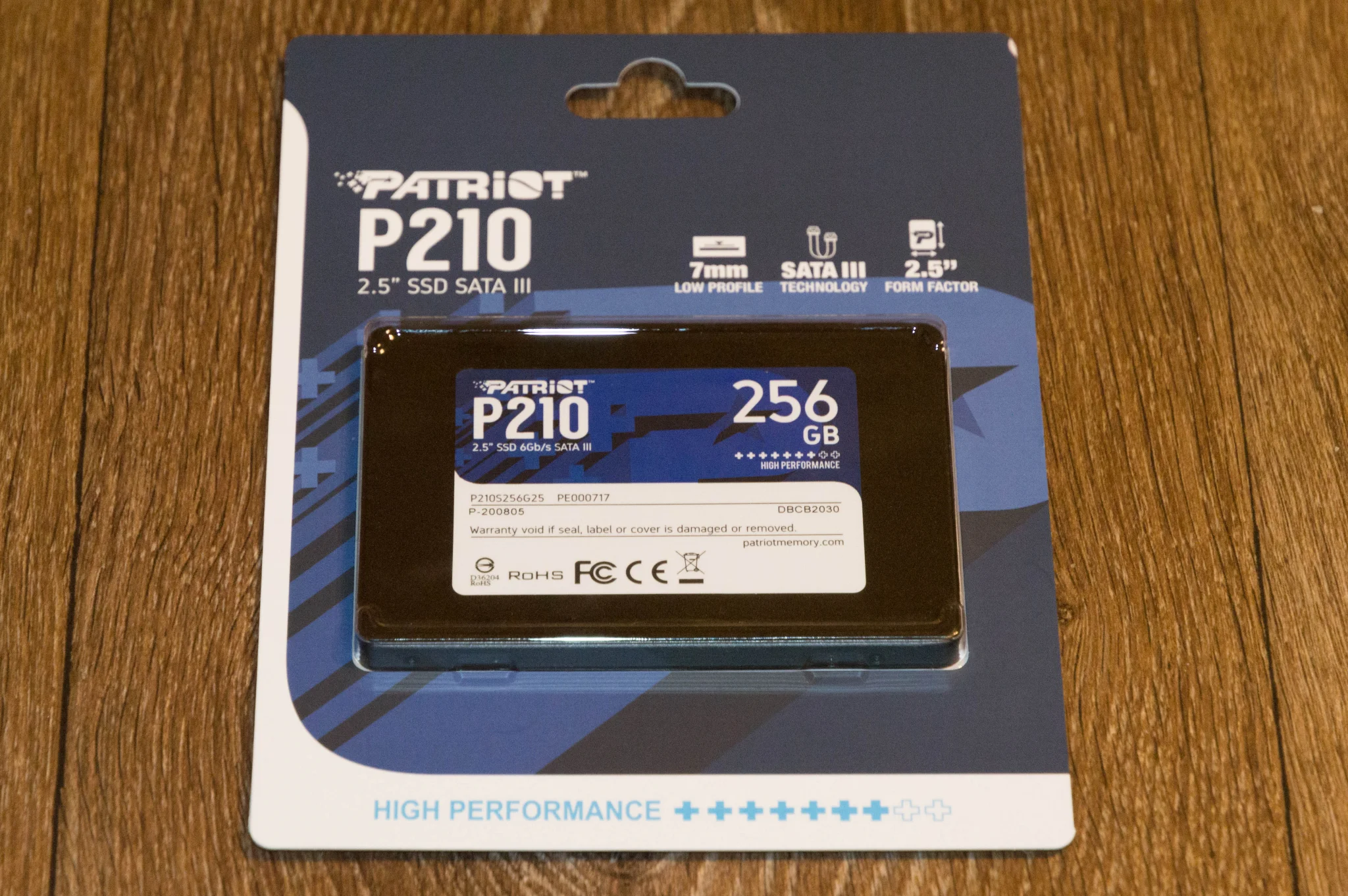 Твердотельный диск 256GB Patriot P210, 2.5", SATA III, [R/W - 500/400 MB/s]