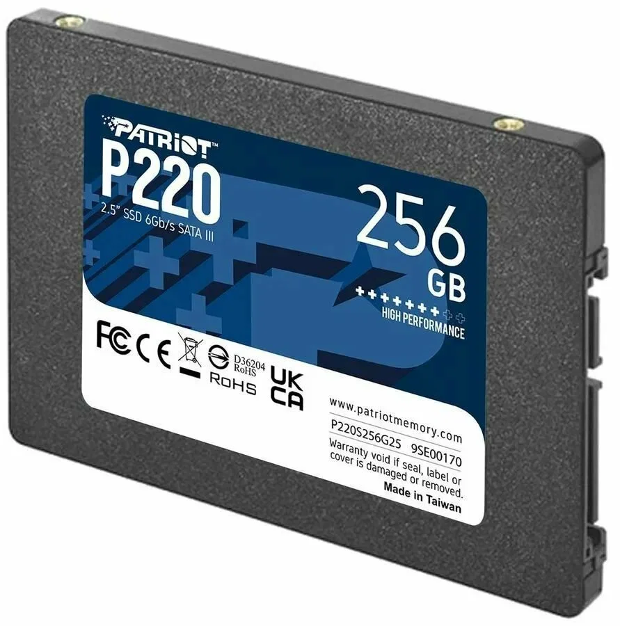 Твердотельный диск 256GB Patriot P220, 2.5", SATA III, [R/W - 550/490 MB/s]