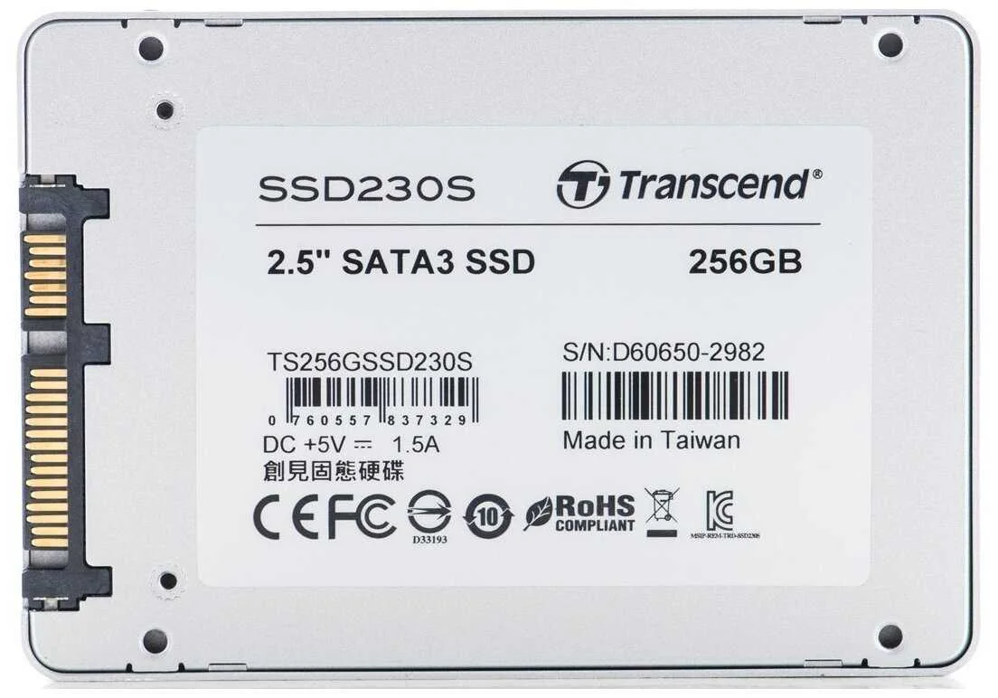 Твердотельный диск 256GB Transcend MSA230S, mSATA, SATA III, 3D TLC [R/W - 560/500 MB/s]