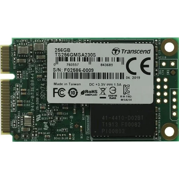 Твердотельный диск 256GB Transcend MSA230S, mSATA, SATA III, 3D TLC [R/W - 560/500 MB/s]