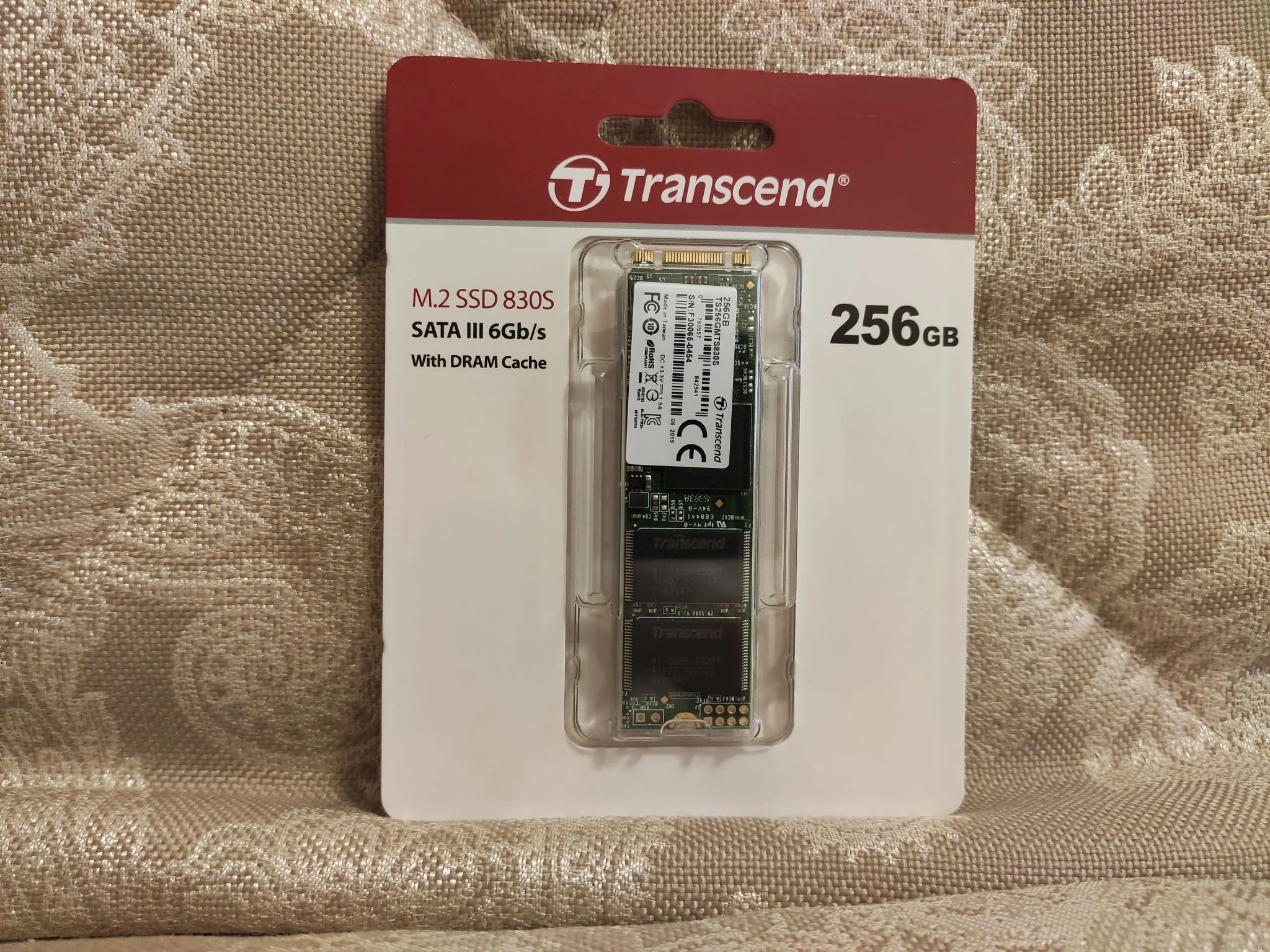 Твердотельный диск 256GB Transcend MTS830, M.2 2280, SATA, 3D TLC, with DRAM [R/W - 530/400 MB/s]