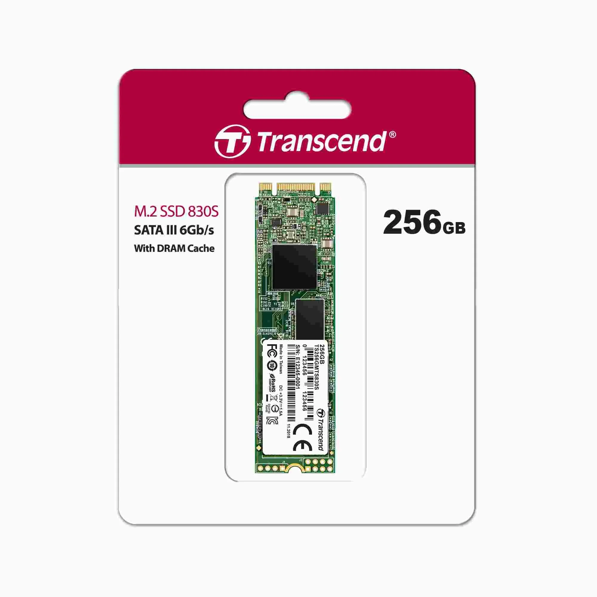 Твердотельный диск 4GB Transcend MTS830, M.2 2280, SATA, 3D TLC, with DRAM [R/W - 560/520 MB/s]