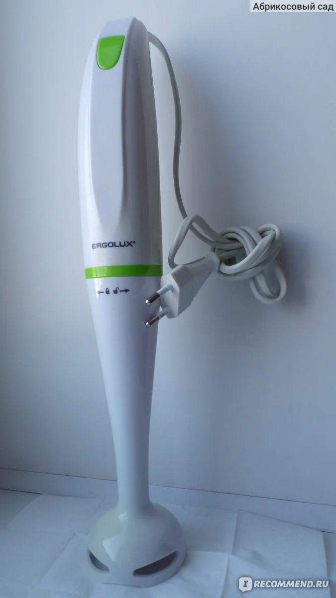 Блендер погружной Ergolux ELX-HB01-C34 (13124) 1 скорость 250 Вт, 220-240В пласт. бело-салатовый