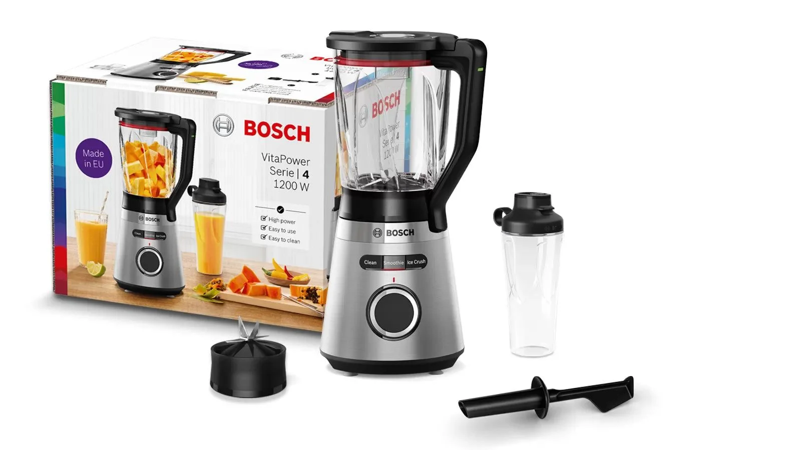 Блендер стационарный Bosch MMB6384M, 1200Вт, черный/нержавеющая сталь