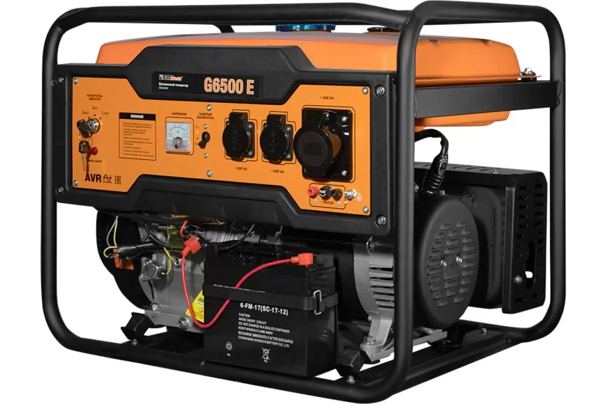 Генератор бензиновый FoxWeld Standart G6500 E, ручной/эл стартер 5.2кВт, 11л/с, бак 25л